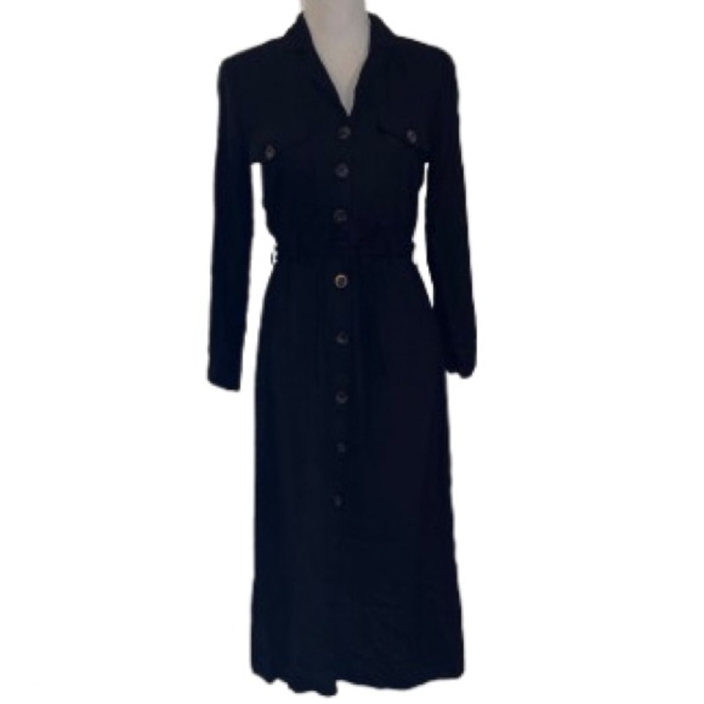 Indulge Classic Black Tab Sleeve Shirt Dress Women's size small